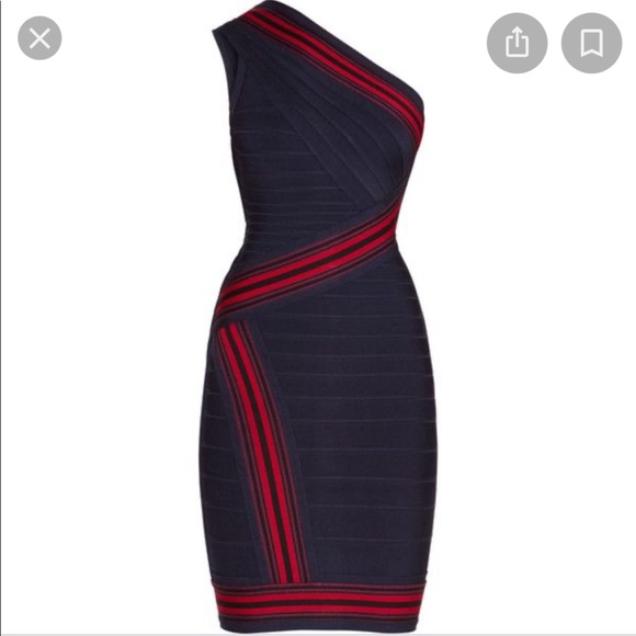 Herve Leger Dresses & Skirts - HERVE LEGER “One-Shoulder striped bandage dress”